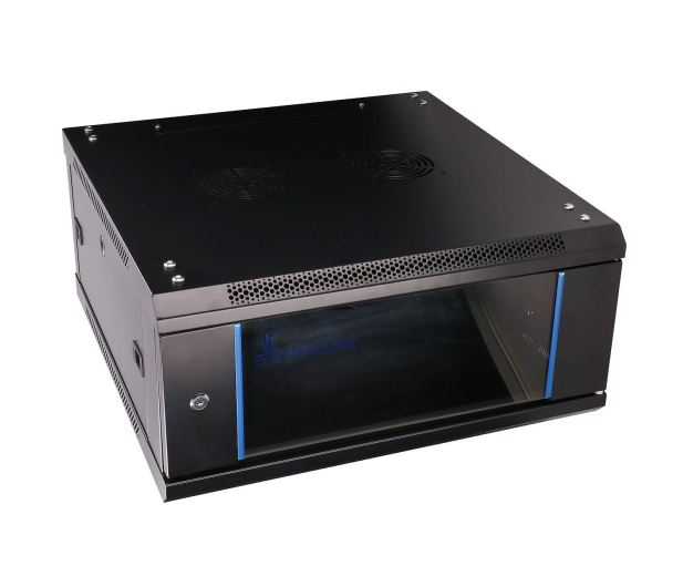 Extralink Szafka wisząca rack 4U 600x600 czarna szklane drzwi EX.2893 - 484912 - zdjęcie 2